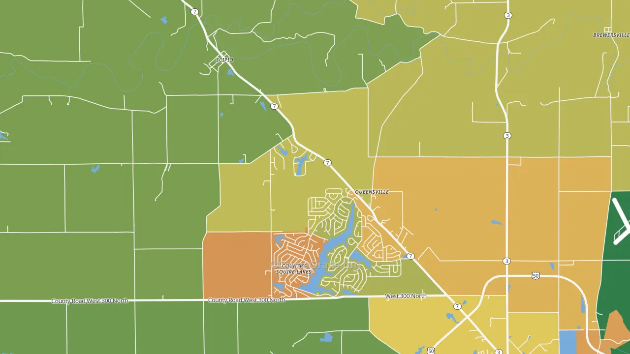 Queensville, IN Map of Murder Rates