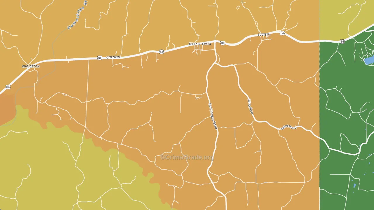Quentin, MS Map of Murder Rates