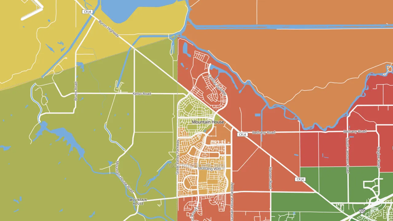 Questa, Mountain House, CA Map of Murder Rates
