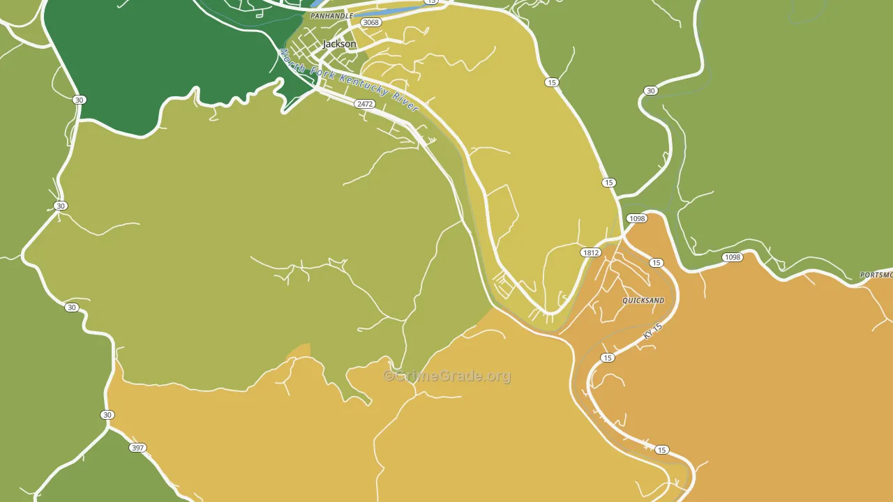 Quicksand, KY Map of Murder Rates