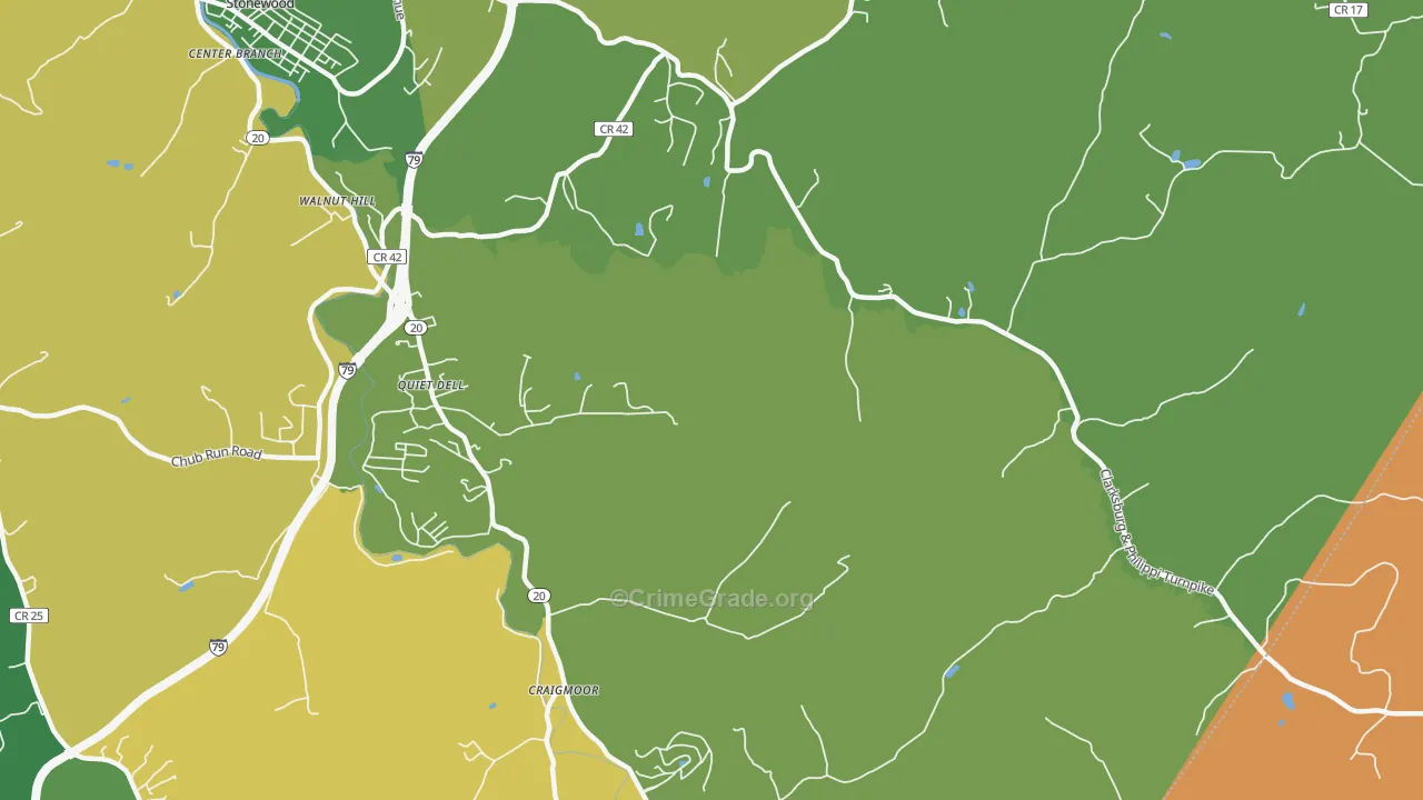 Quiet Dell, WV Map of Murder Rates