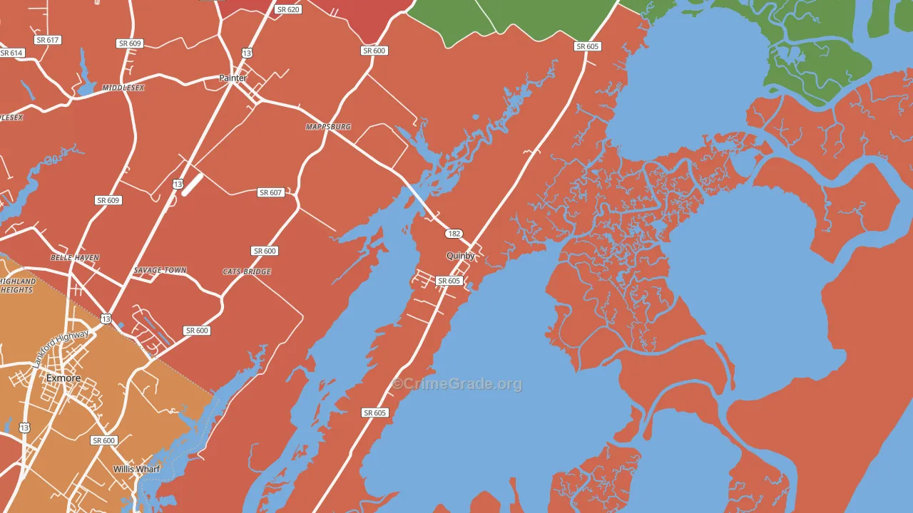 Quinby, VA Map of Murder Rates