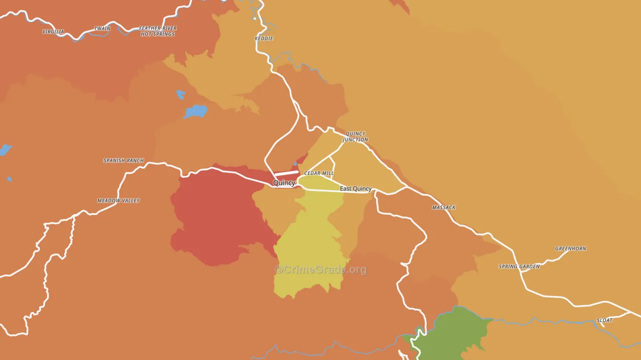Quincy, CA Map of Murder Rates