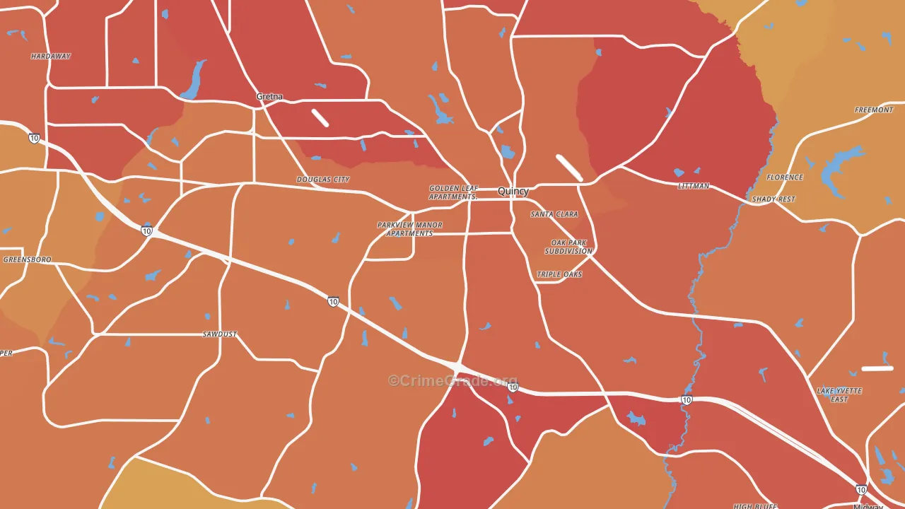 Quincy, FL Map of Murder Rates