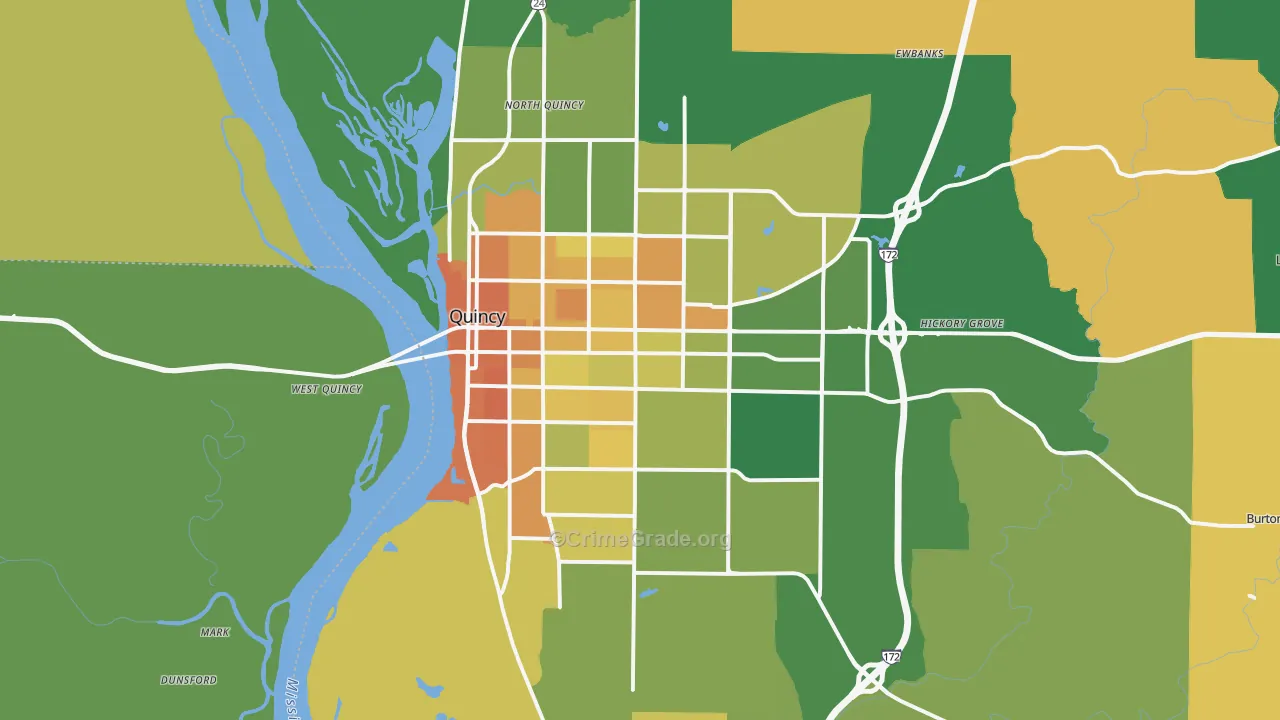 Quincy, IL Map of Murder Rates