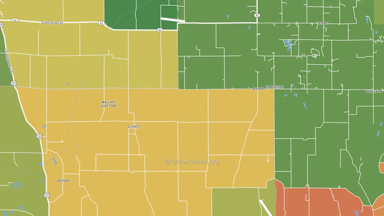 Quincy, IN Map of Murder Rates