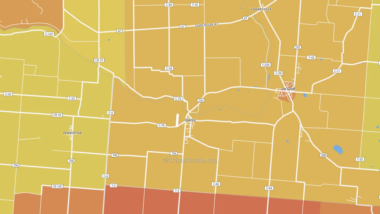 Quincy, OH Map of Murder Rates
