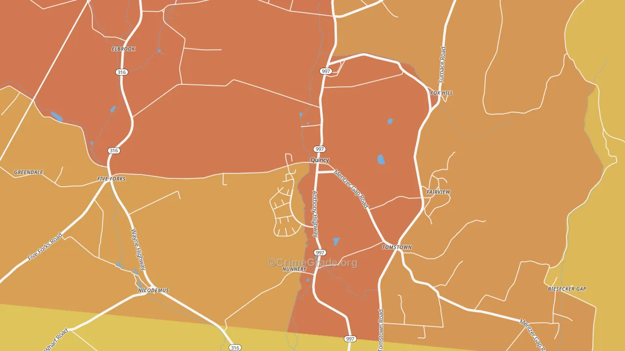 Quincy, PA Map of Murder Rates