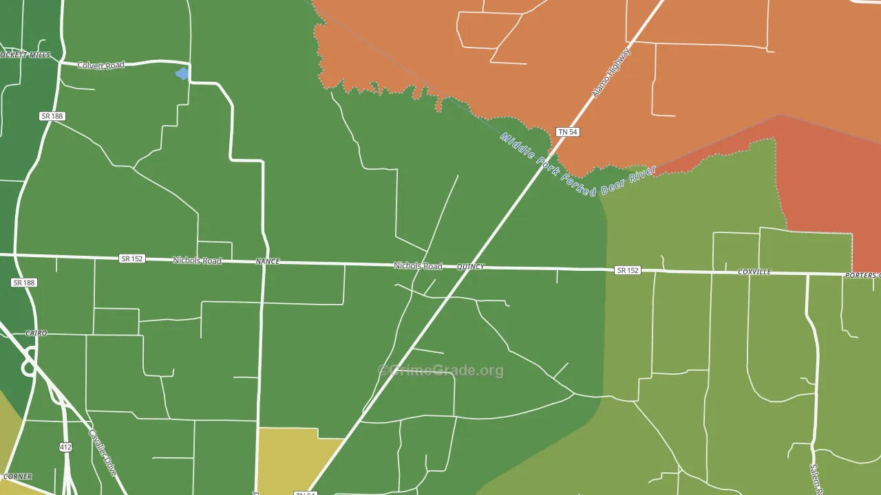 Quincy, TN Map of Murder Rates