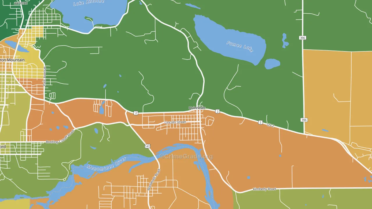 Quinnesec, MI Map of Murder Rates