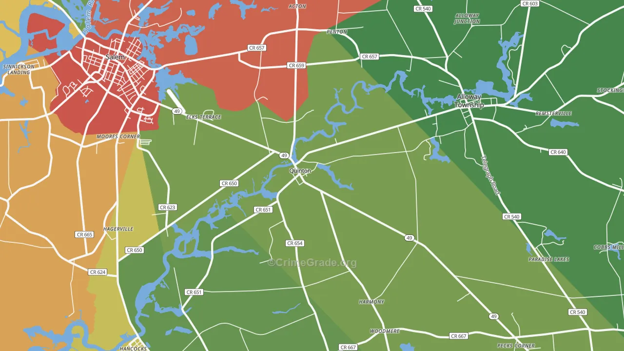 Quinton, NJ Map of Murder Rates