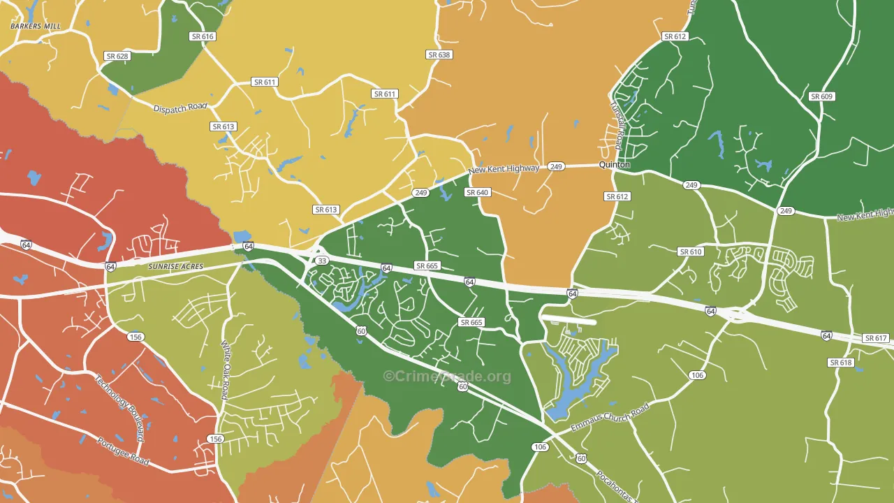 Quinton, VA Map of Murder Rates