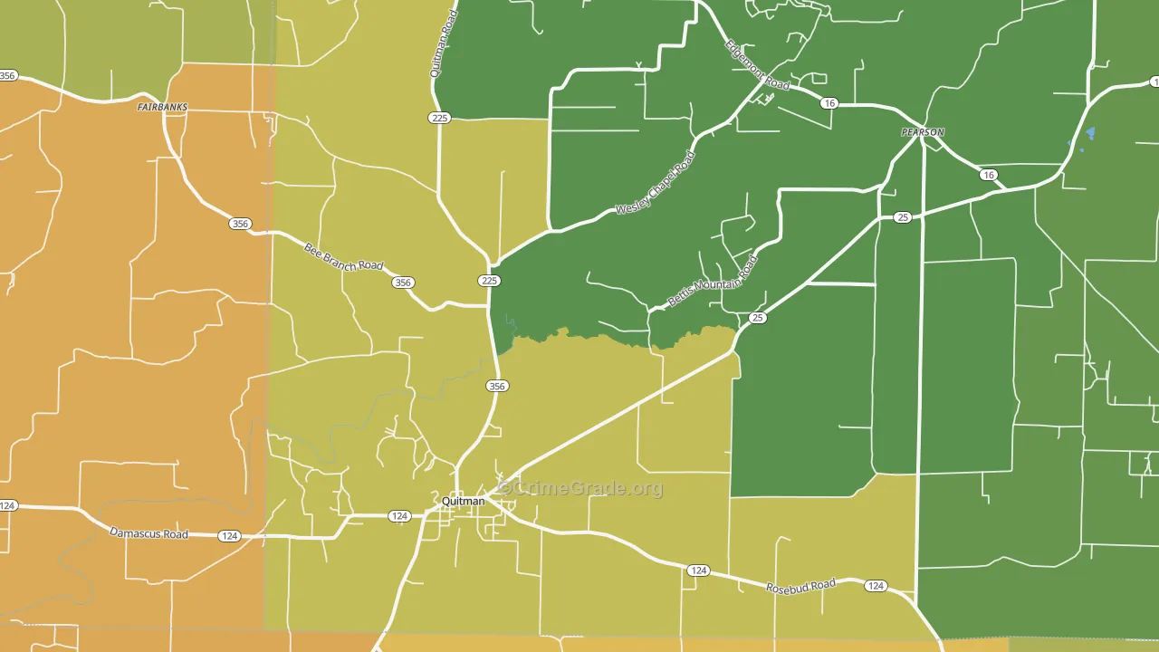 Quitman, AR Map of Murder Rates