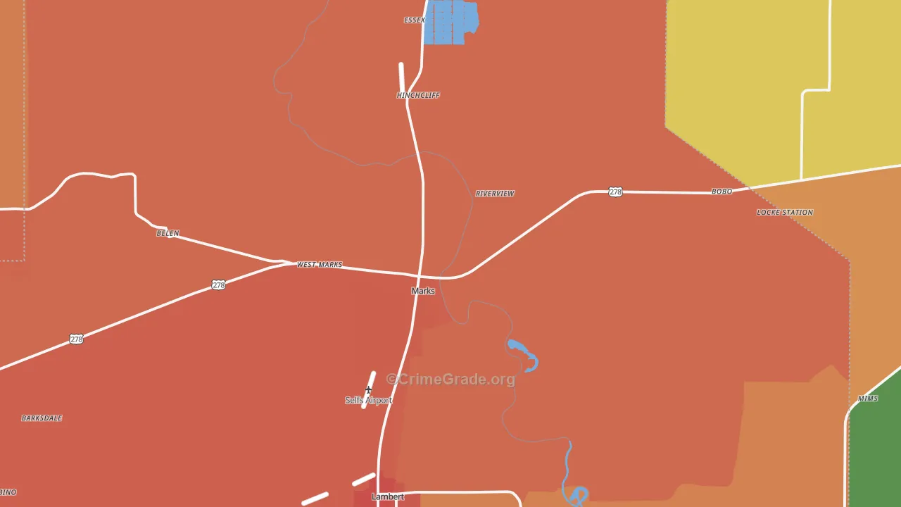 Quitman County, MS Map of Murder Rates