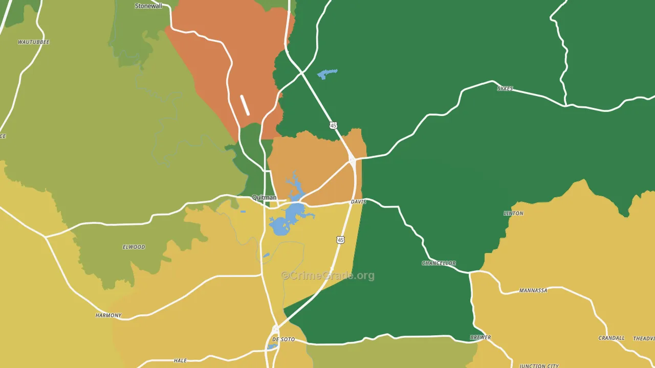 Quitman, MS Map of Murder Rates