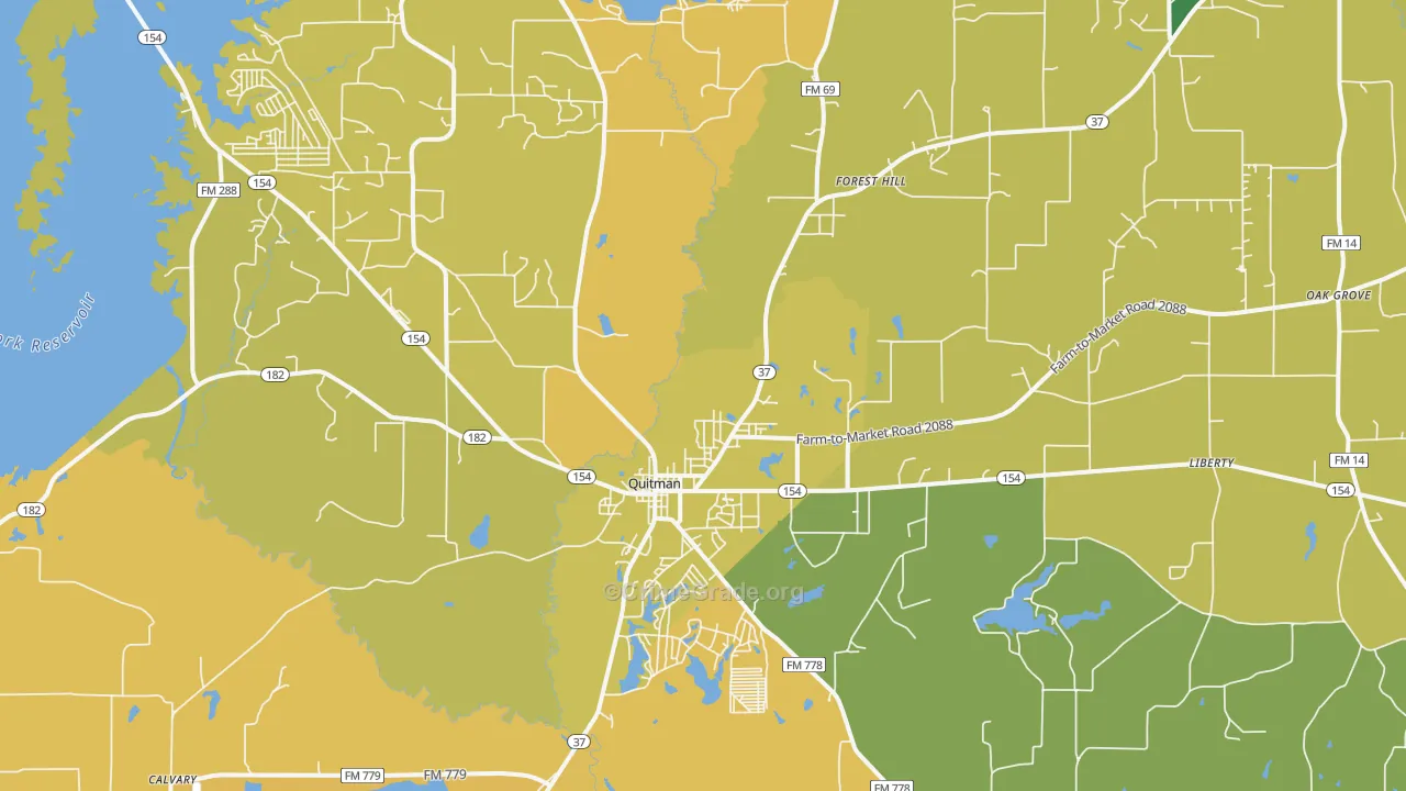 Quitman, TX Map of Murder Rates