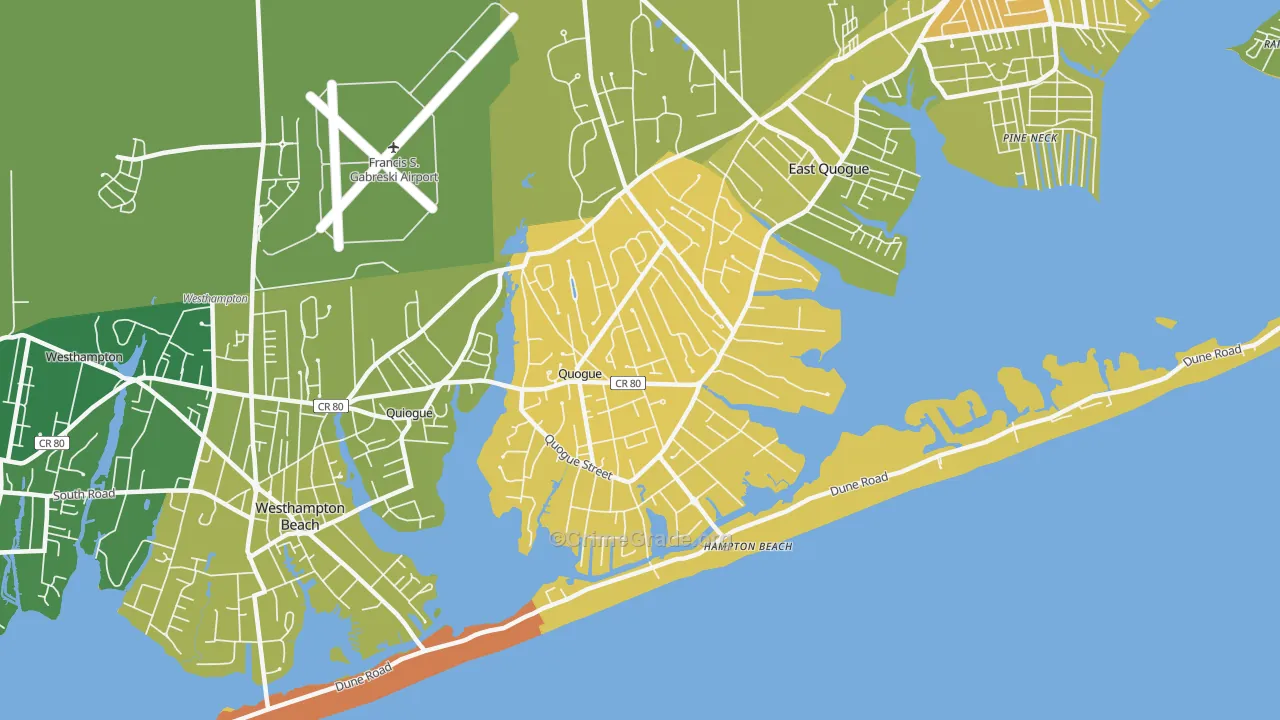 Quogue, NY Map of Murder Rates