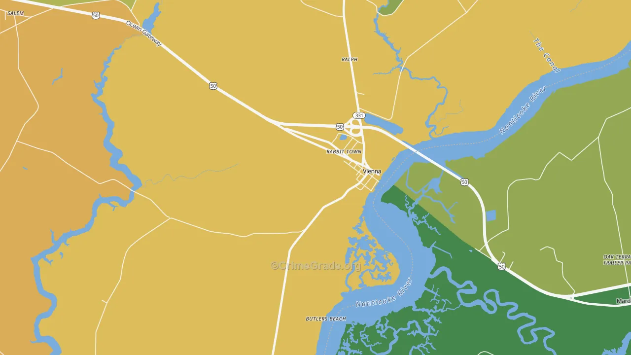Rabbit Town, MD Map of Murder Rates