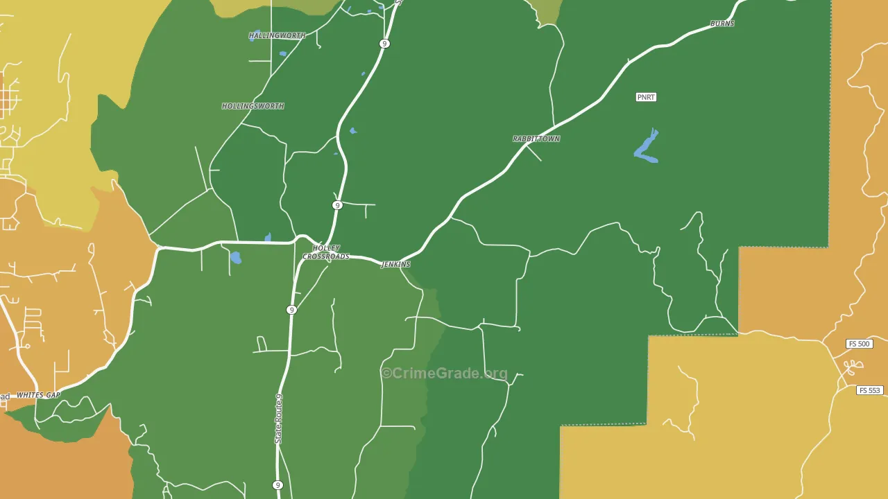 Rabbittown, AL Map of Murder Rates