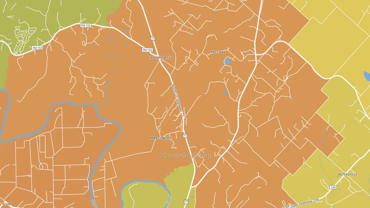 Rabbs Prairie, TX Map of Murder Rates