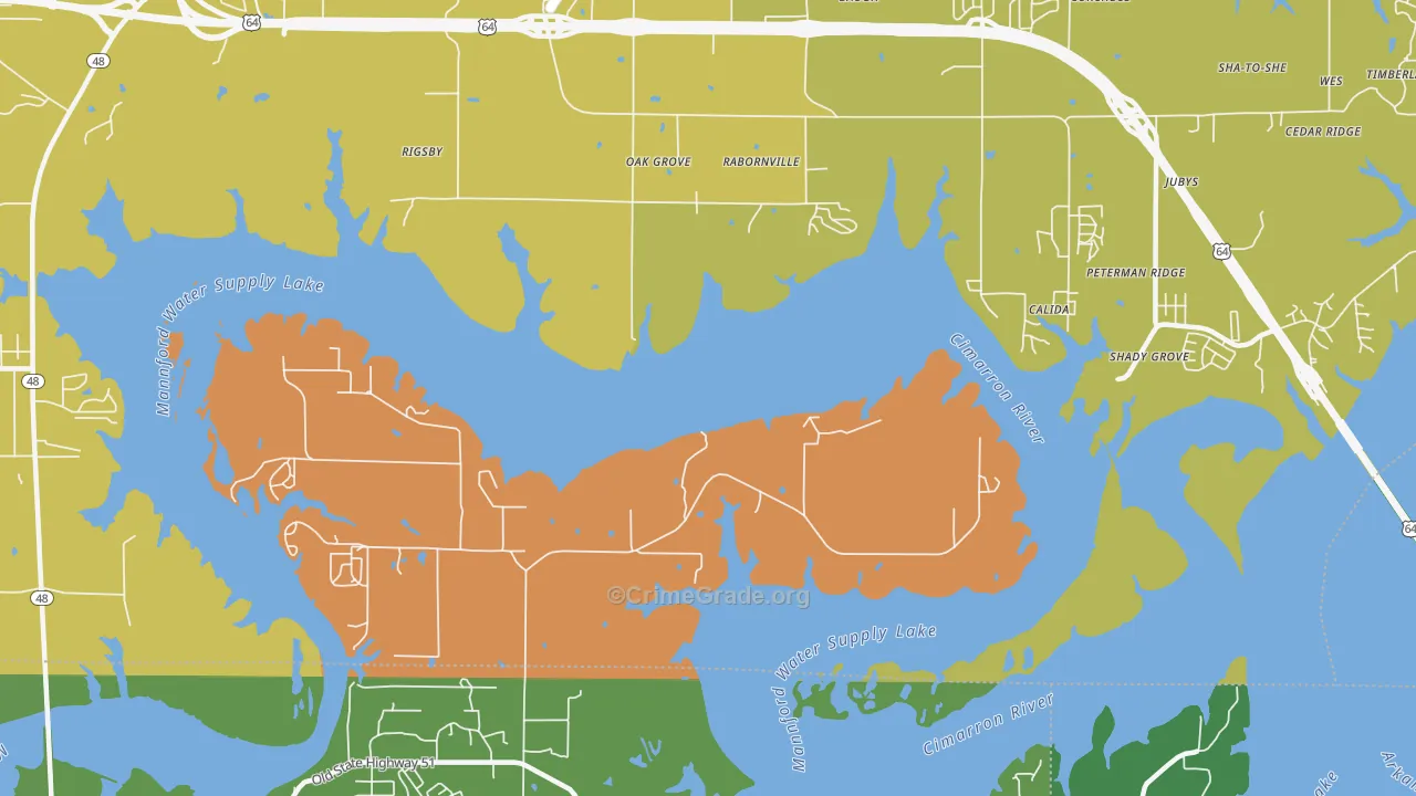 Rabornville, OK Map of Murder Rates