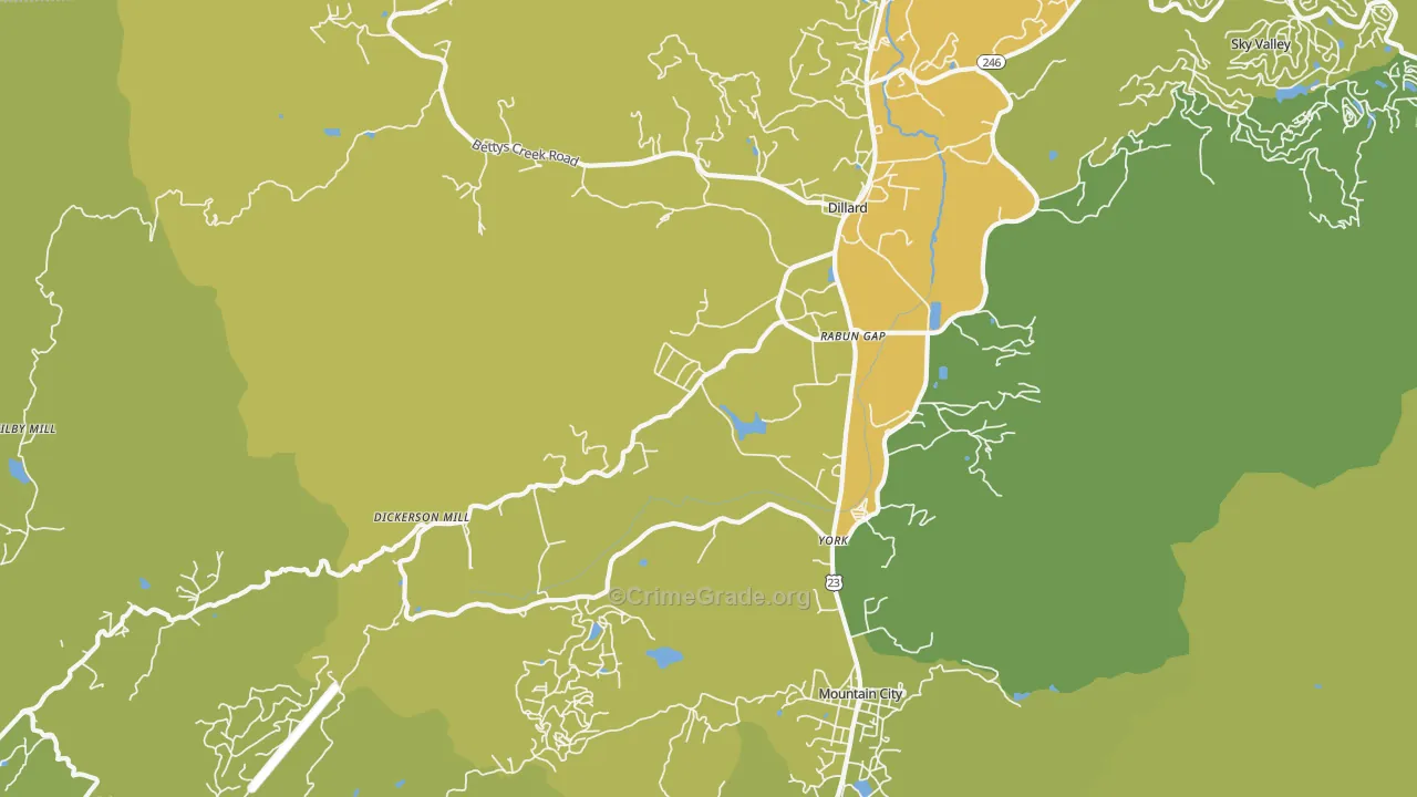 Rabun Gap, GA Map of Murder Rates