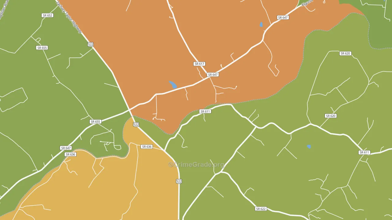 Raccoon Ford, VA Map of Murder Rates