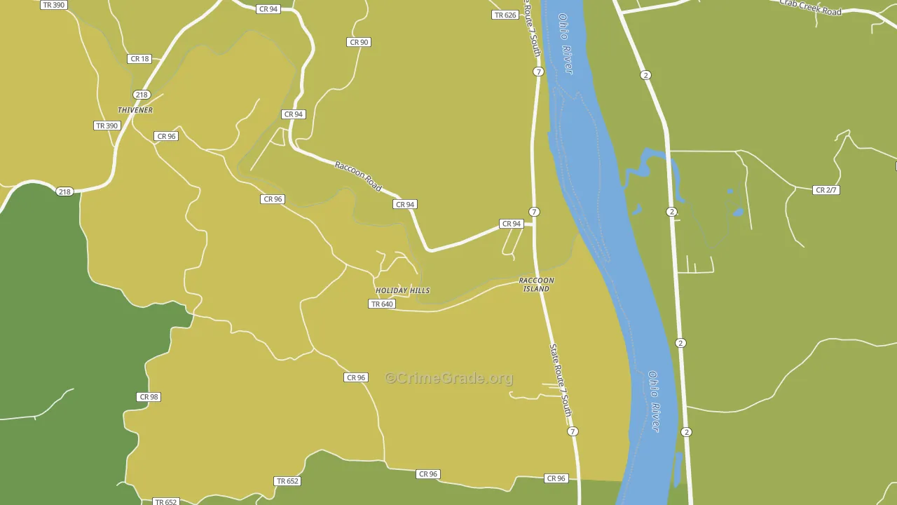 Raccoon Island, OH Map of Murder Rates