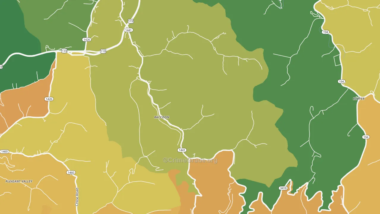 Raccoon, KY Map of Murder Rates