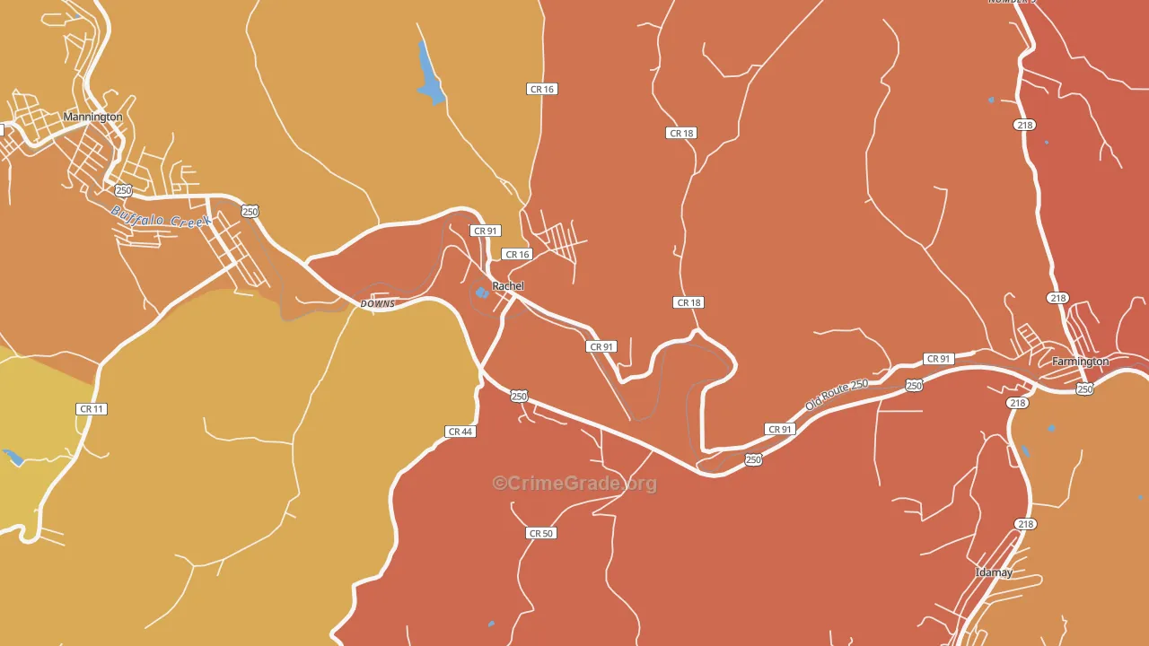 Rachel, WV Map of Murder Rates