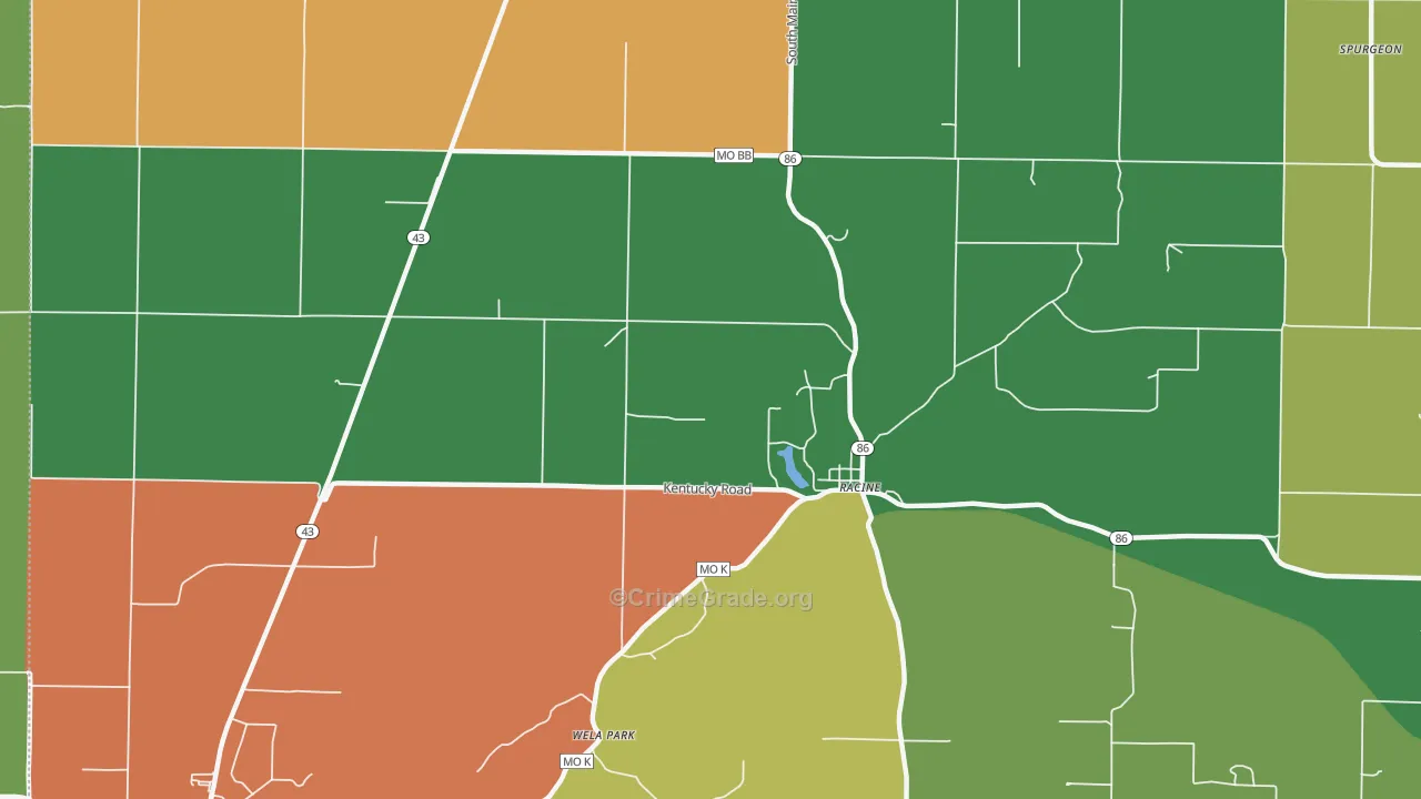Racine, MO Map of Murder Rates