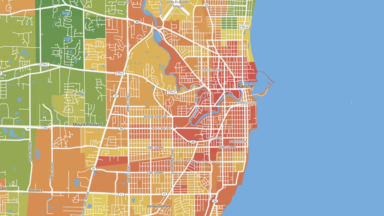 Racine, WI Map of Murder Rates