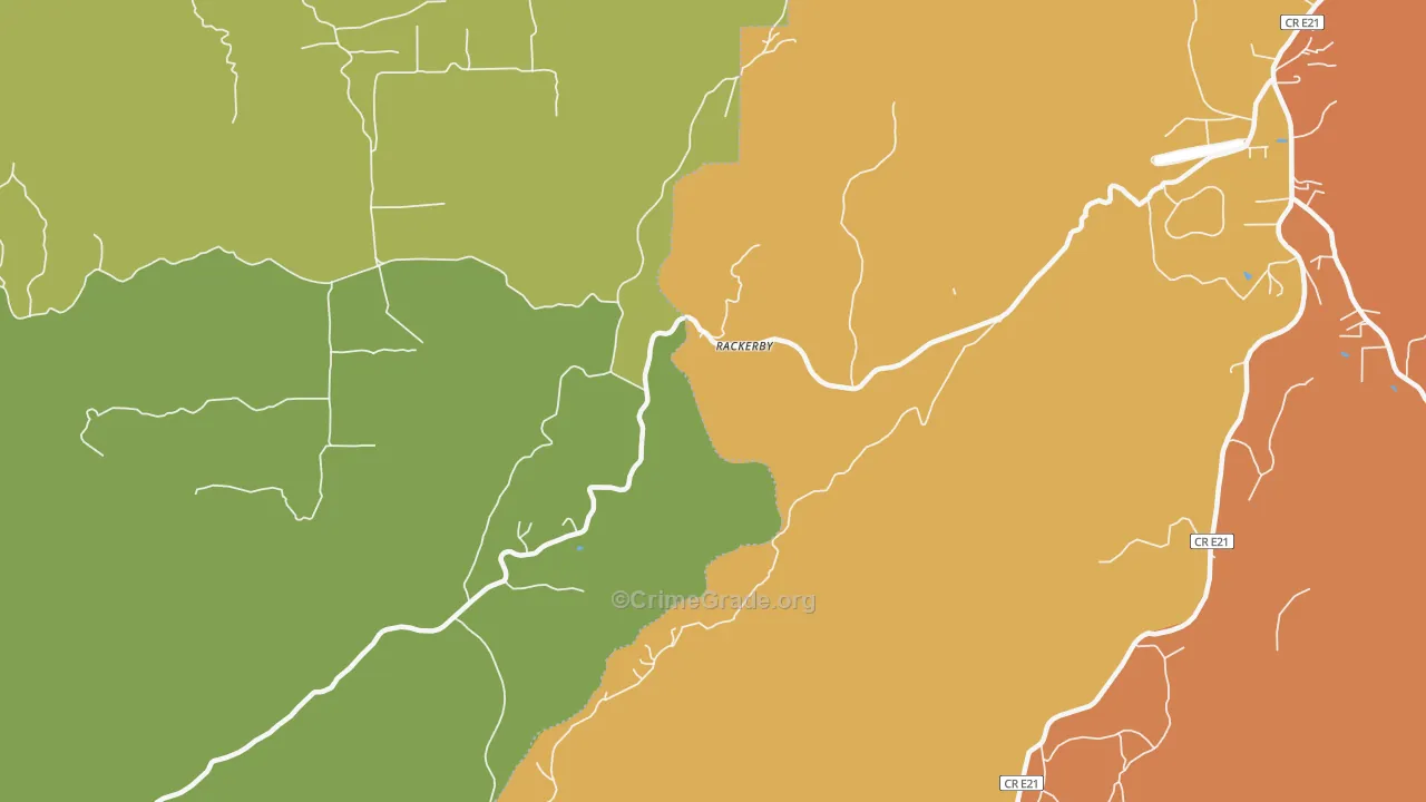Rackerby, CA Map of Murder Rates