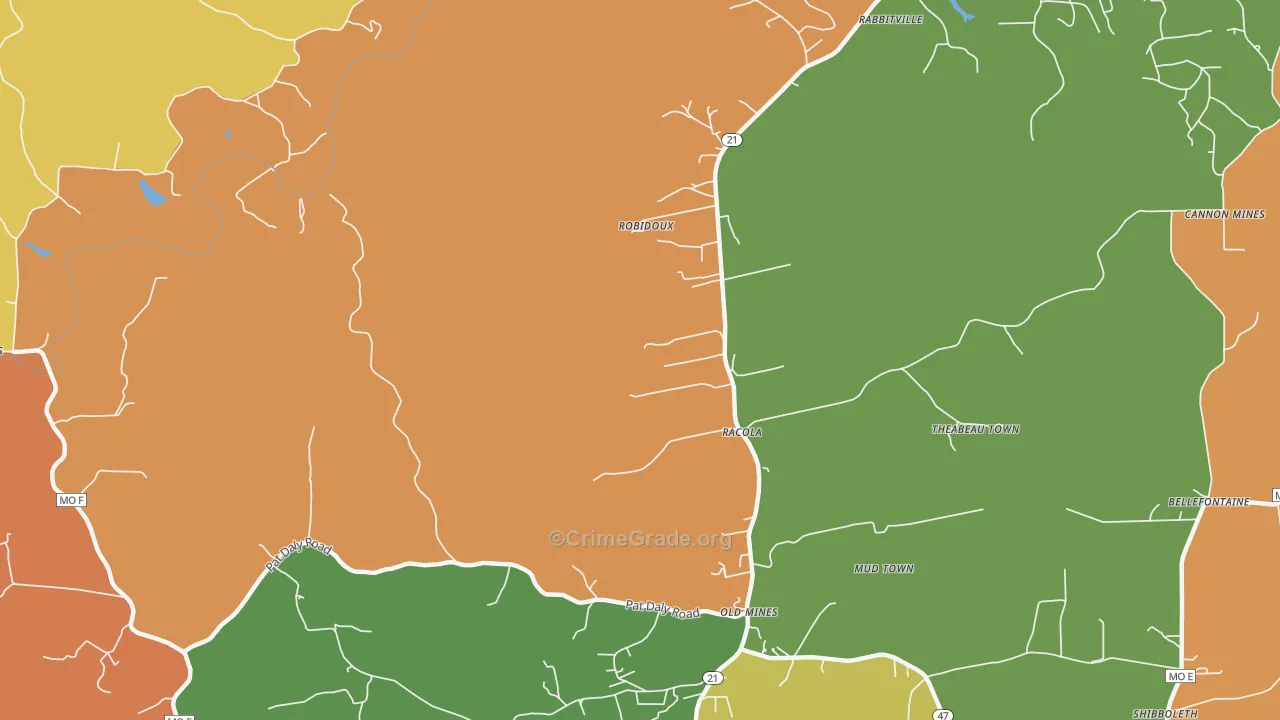 Racola, MO Map of Murder Rates