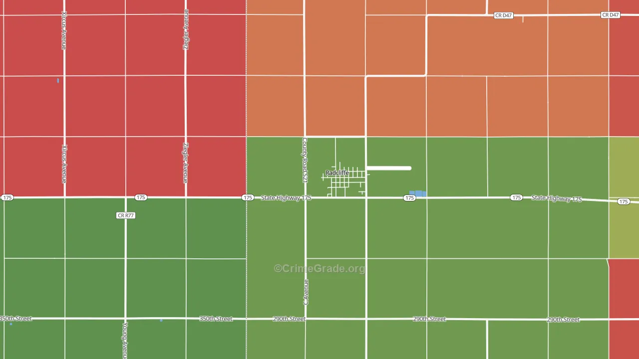Radcliffe, IA Map of Murder Rates