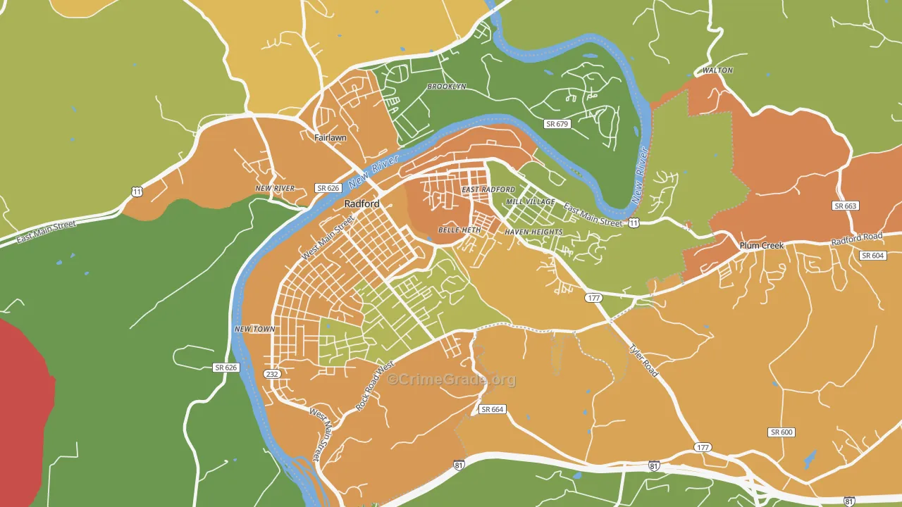 Radford City, VA Map of Murder Rates
