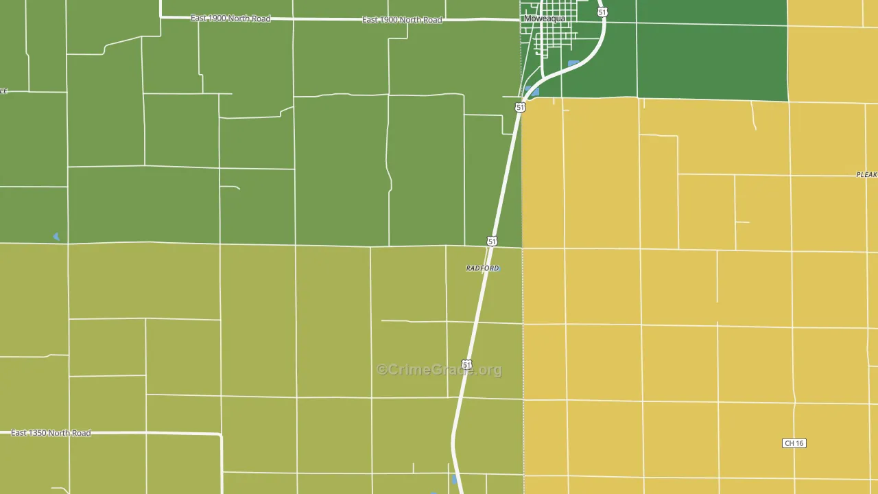 Radford, IL Map of Murder Rates