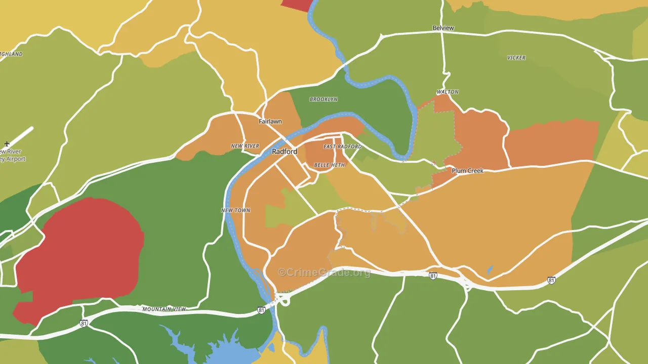 Radford, VA Map of Murder Rates