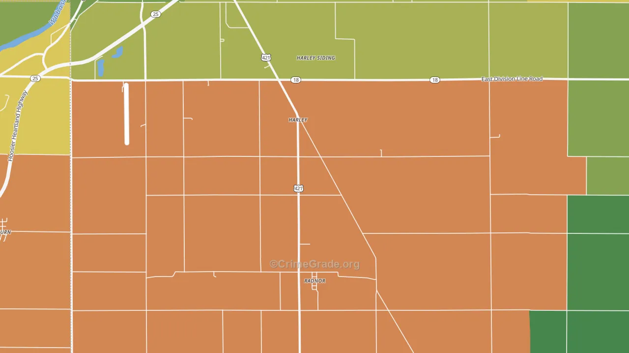 Radnor, IN Map of Murder Rates
