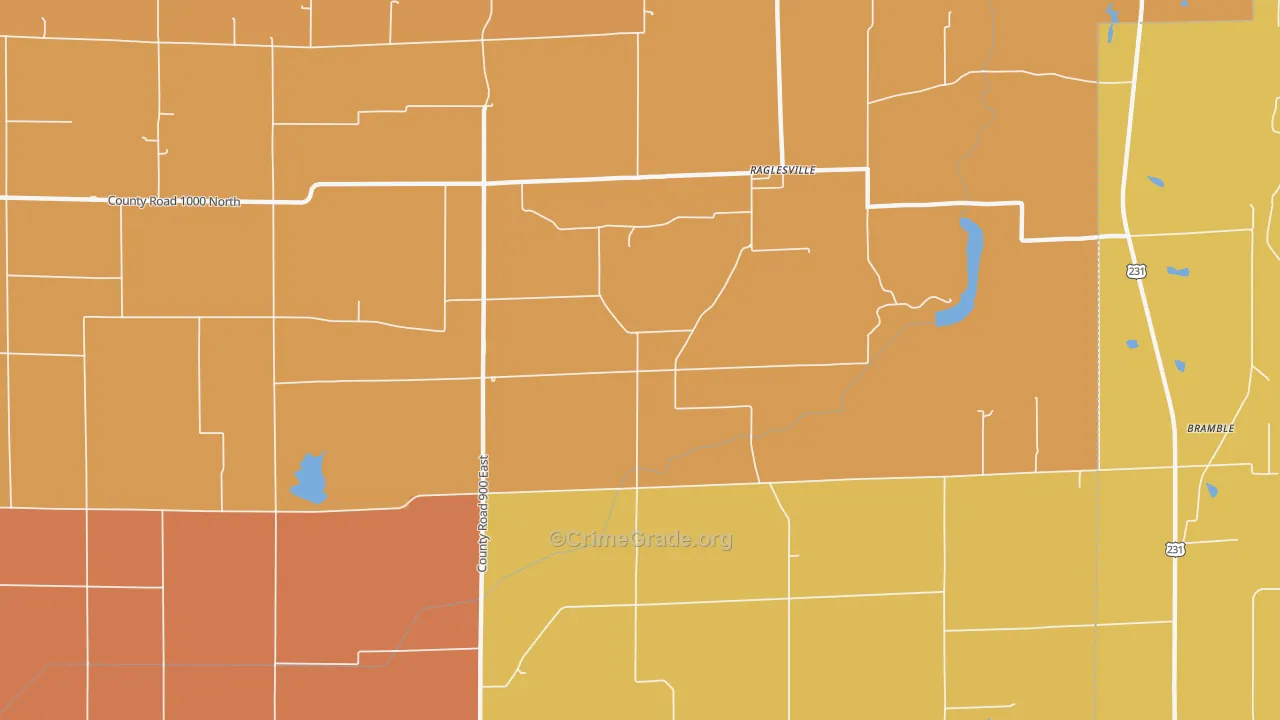 Raglesville, IN Map of Murder Rates