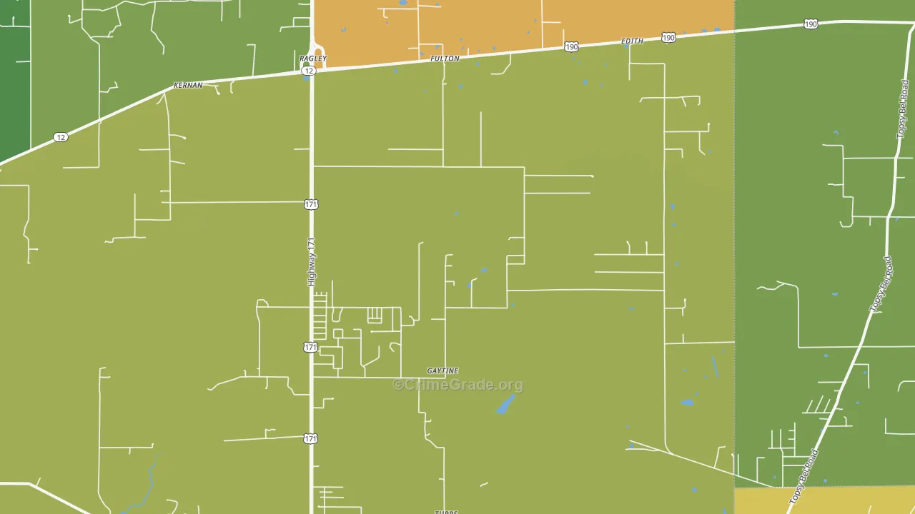 Ragley, LA Map of Murder Rates