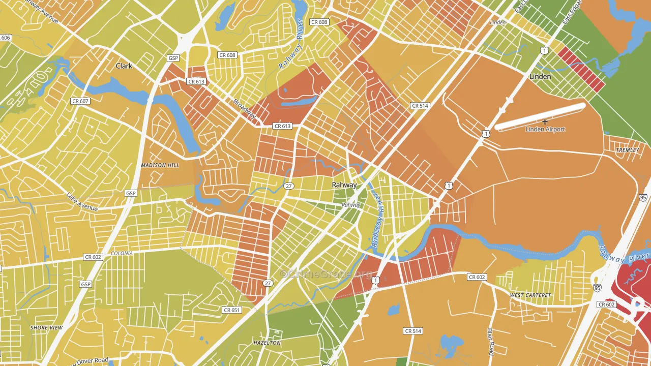 Rahway, NJ Map of Murder Rates