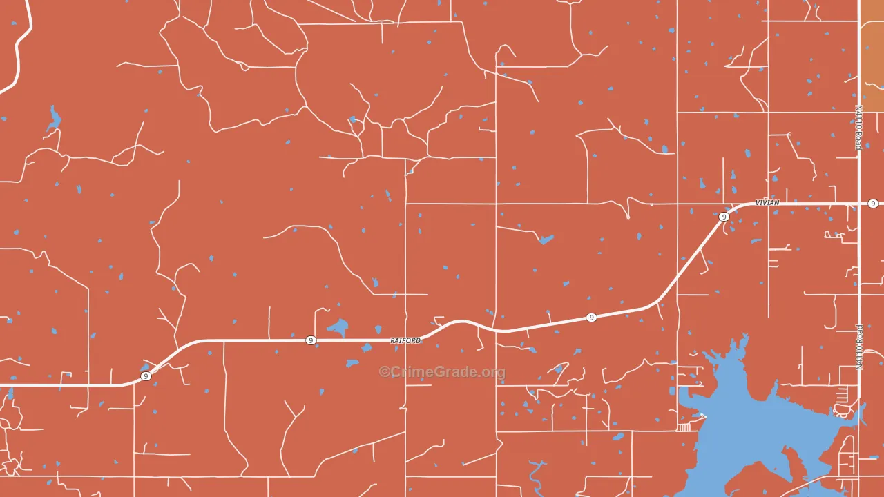 Raiford, OK Map of Murder Rates