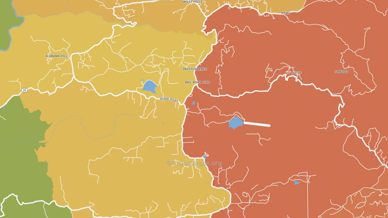 Rail Road Flat, CA Map of Murder Rates