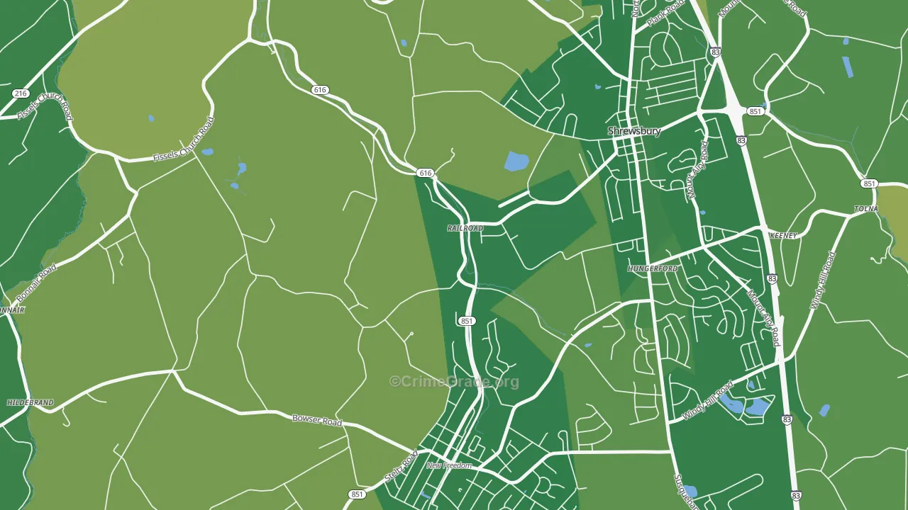 Railroad, PA Map of Murder Rates