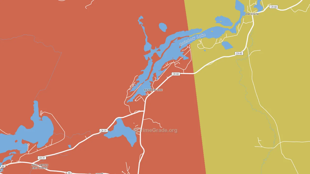 Rainbow Lake, NY Map of Murder Rates