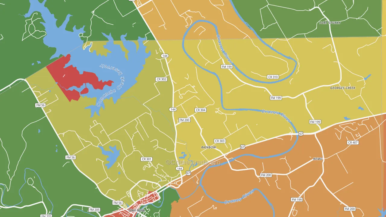 Rainbow, TX Map of Murder Rates