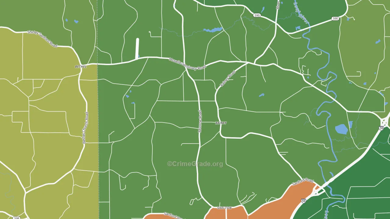 Rainey, MS Map of Murder Rates