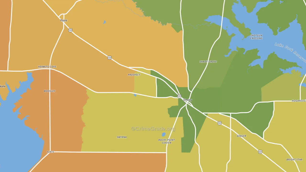 Rains County, TX Map of Murder Rates