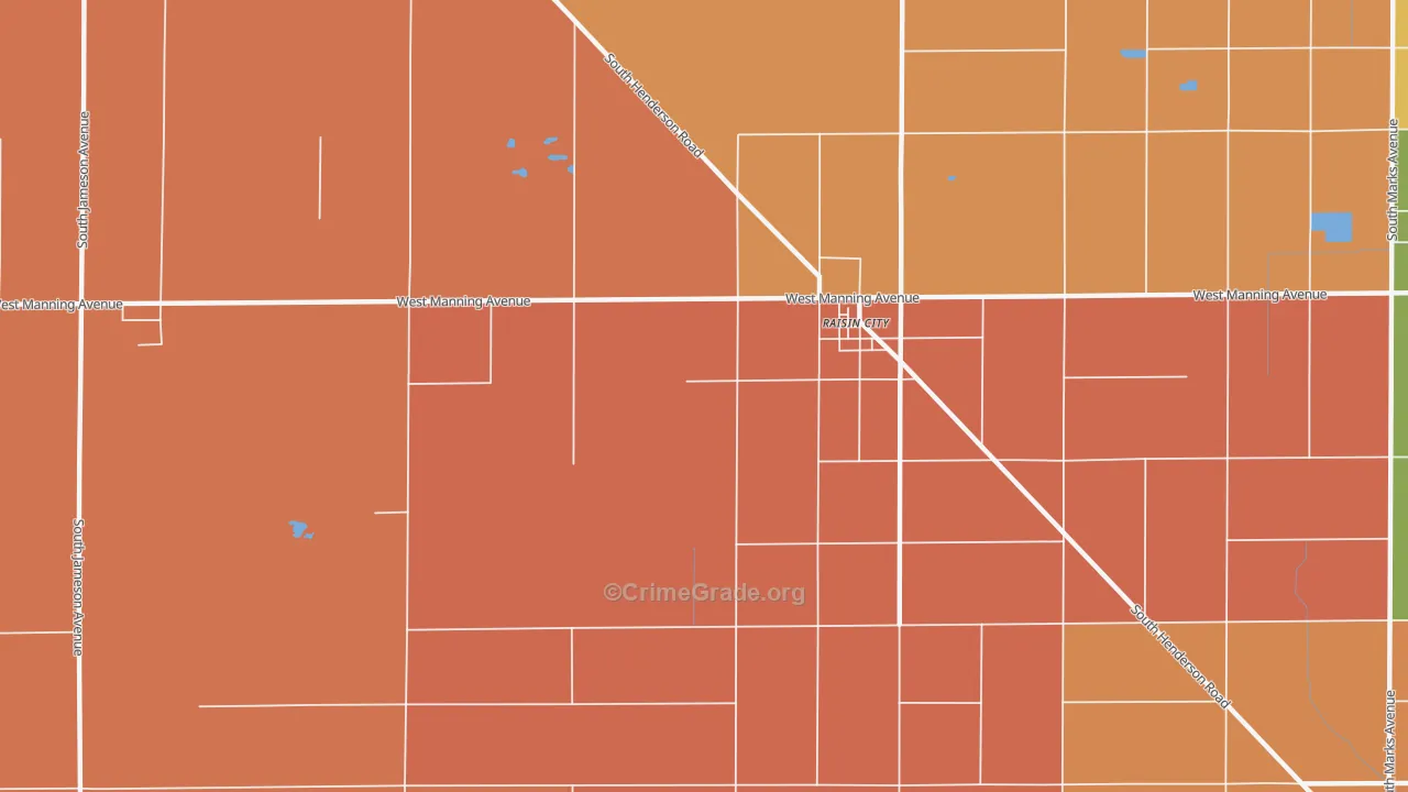 Raisin, CA Map of Murder Rates
